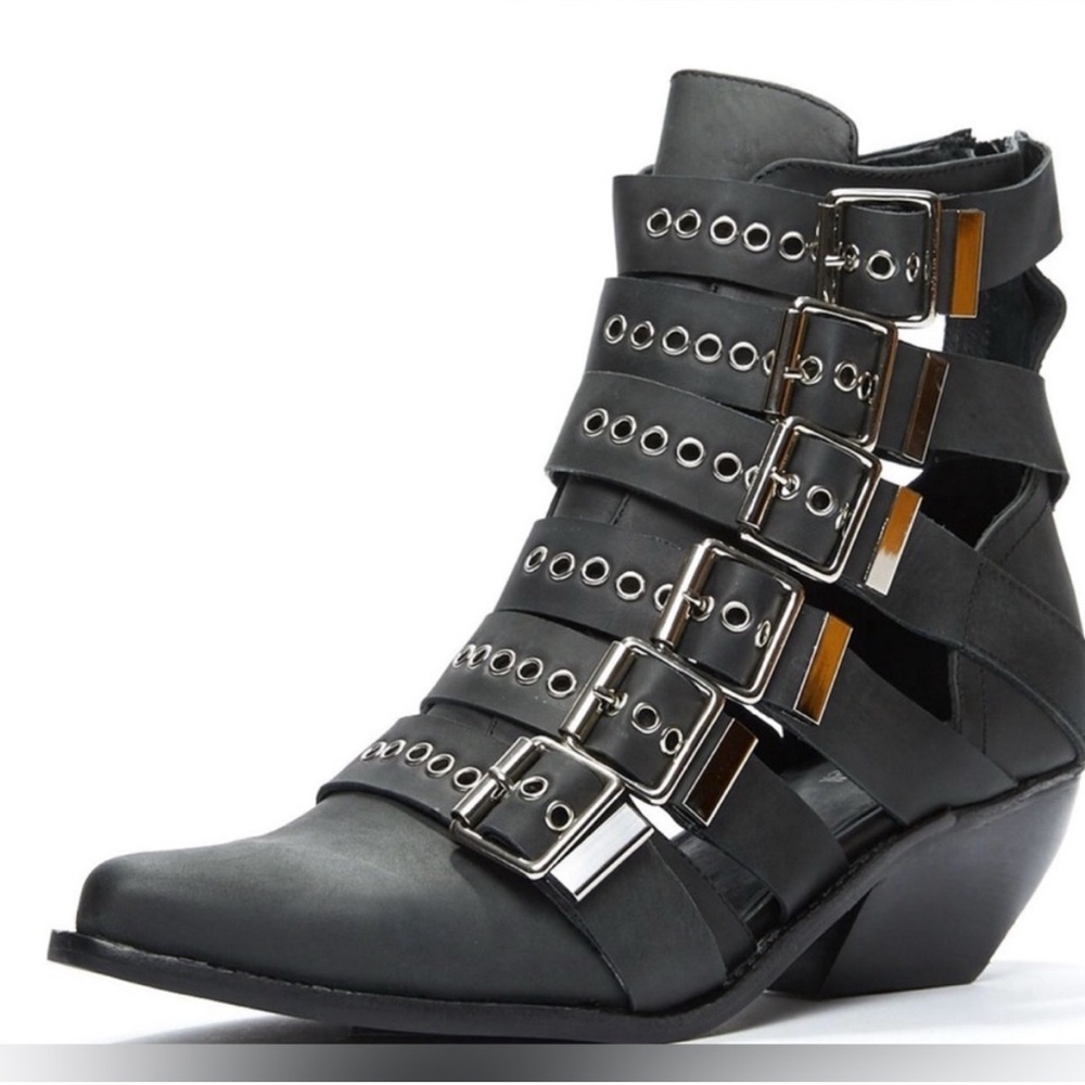 Jeffrey Campbell Black Strappy Ankle Boots